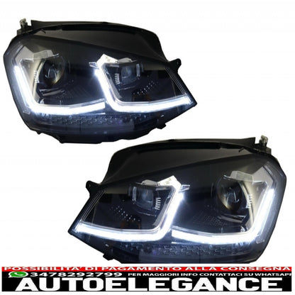 front bumper with led headlights dynamic sequential cornering lights and chrome inserts on the grille suitable for vw golf vii 7 5g (2013-2017) gti look 