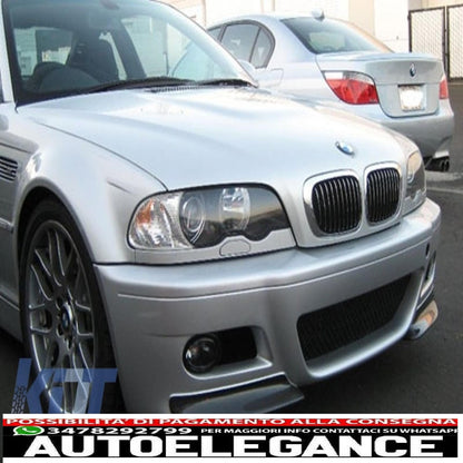 front bumper suitable for bmw 3 series coupe/cabrio/saloon/station wagon e46 (1998-2004) m3 design with air ducts, air intakes and splitter csl design in carbon
