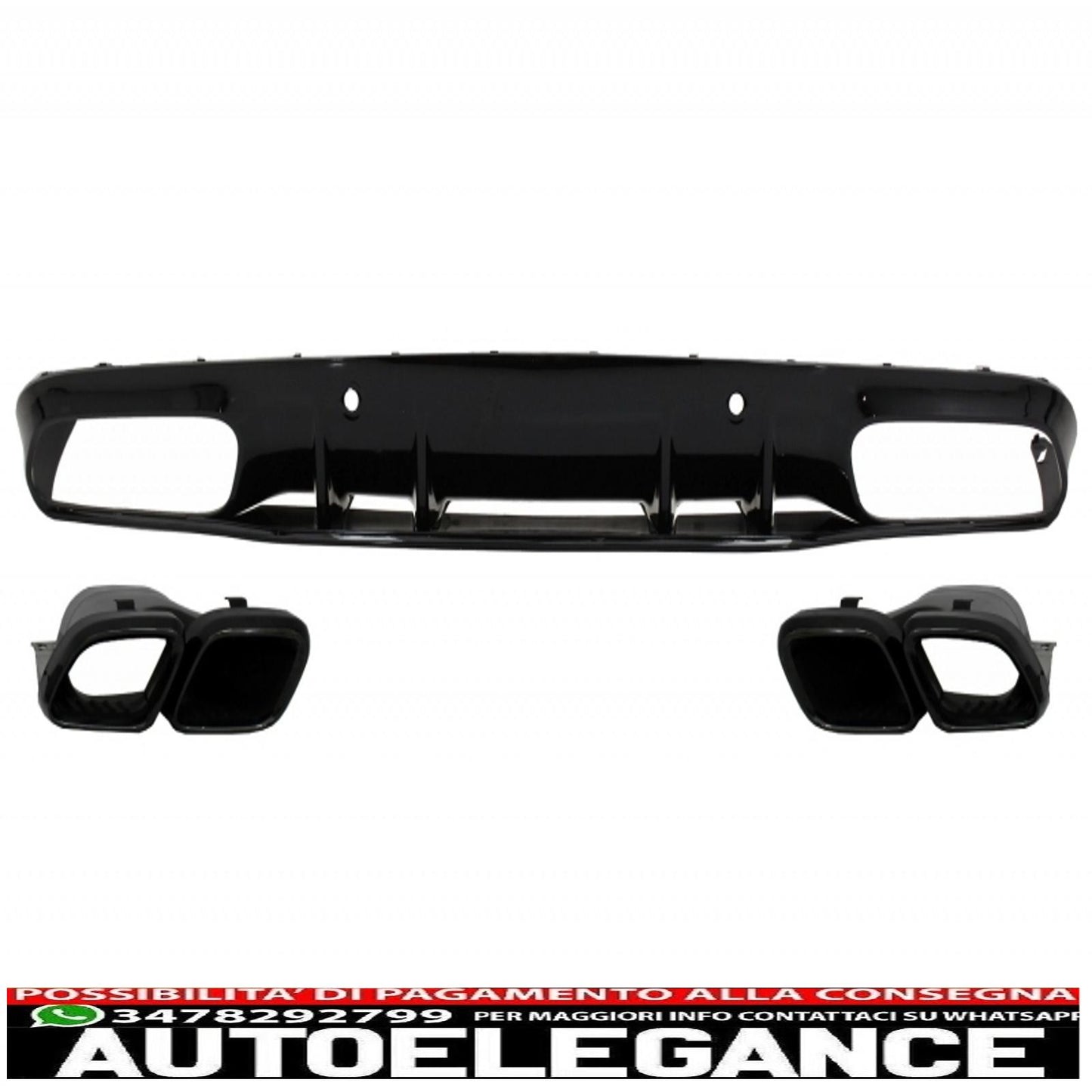 Paraurti anteriore adatto per mercedes classe c c205 a205 coupe cabriolet (2014-2019) con diffusore a mantovana per paraurti posteriore design c63s tutto nero