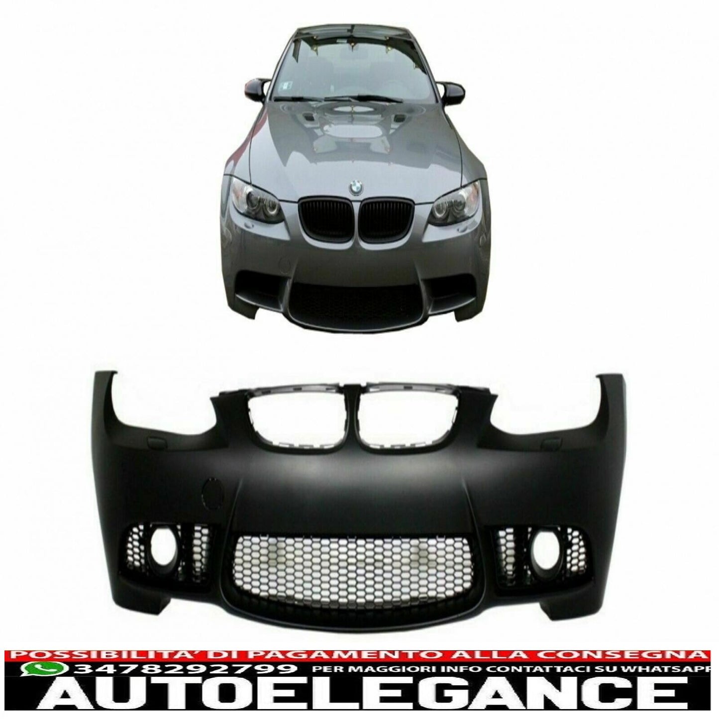 paraurti anteriore adatto per bmw serie 3 e92 e93 m3 (2006-2009) senza pdc e proiettori