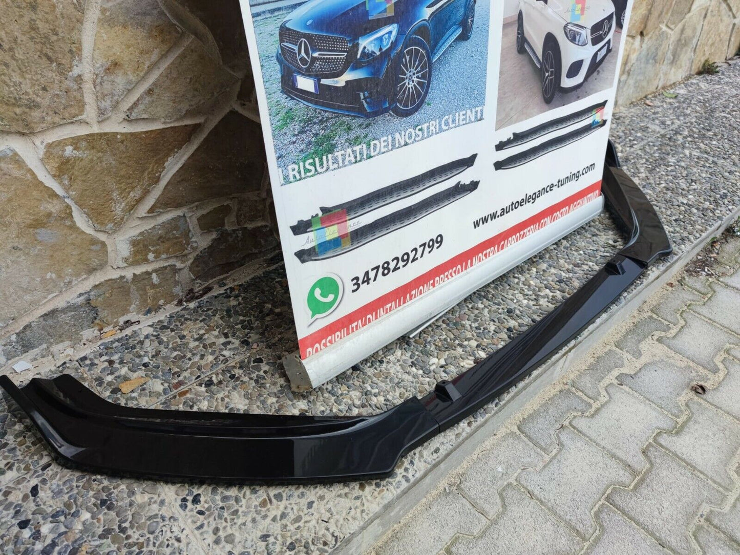 VW GOLF 7.5 SPLITTER LIP SPOILER UNDER FRONT BUMPER ABS GLOSSY BLACK