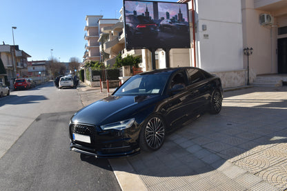 SPLITTER ANTERIORE ADATTO PER AUDI A6 4G C7 LOOK NERO LUCIDO DESIGN SPORTIVO