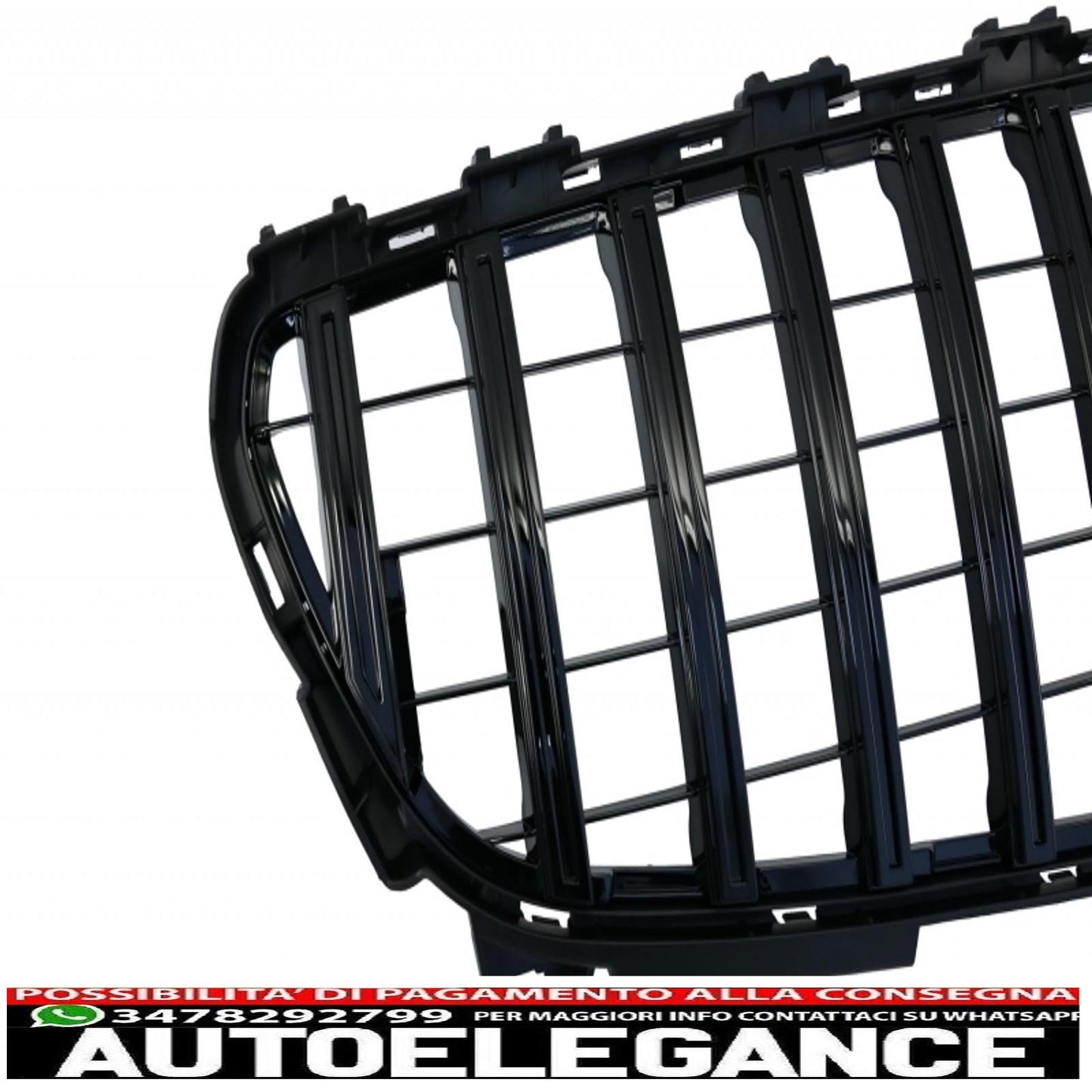 Front bumper splitter aerodynamic fins with central grille suitable for mercedes a class w176 facelift amg line (09.2015-2018) piano black