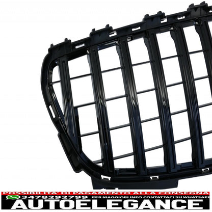 Front bumper splitter aerodynamic fins with central grille suitable for mercedes a class w176 facelift amg line (09.2015-2018) piano black