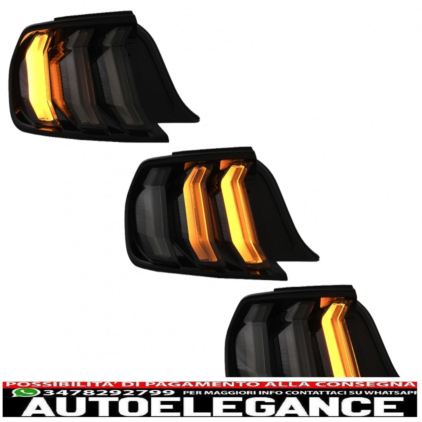 fanali posteriori full led adatti per ford mustang vi s550 (2015-2019) fumé con indicatori di direzione sequenziali dinamici