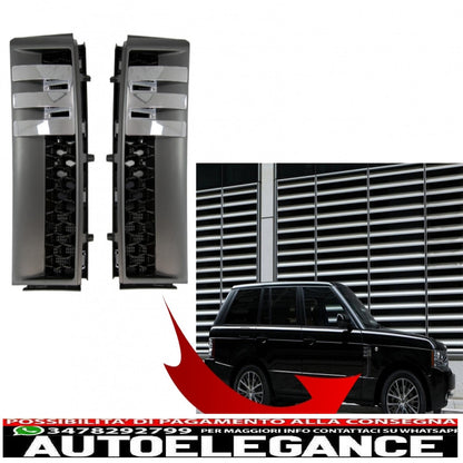 Side vent grilles for range rover vogue iii l322 (2002-2012) black dark grey new design autobiography edition 