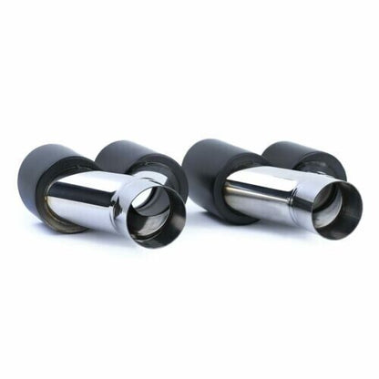 Stainless Steel Sports Exhaust Tips Covers Black 89mm Double Round Cover