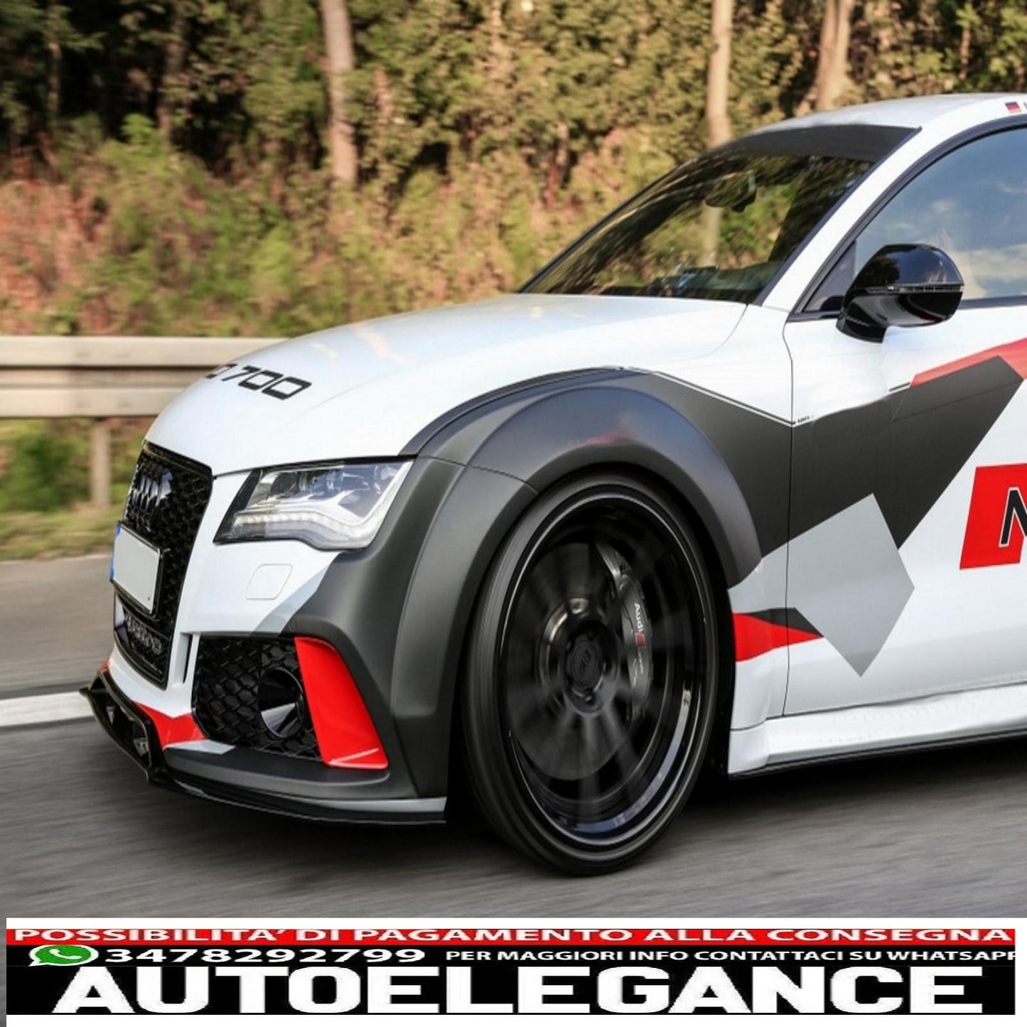 Front bumper additional spoiler lip suitable for audi a7 rs7 4g (2010-2018) real carbon
