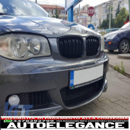 paraurti anteriore con griglie a doppio rene adatto per bmw 1'er e81/e82 e87/e88 (2004-2011) m-tech m-technik design