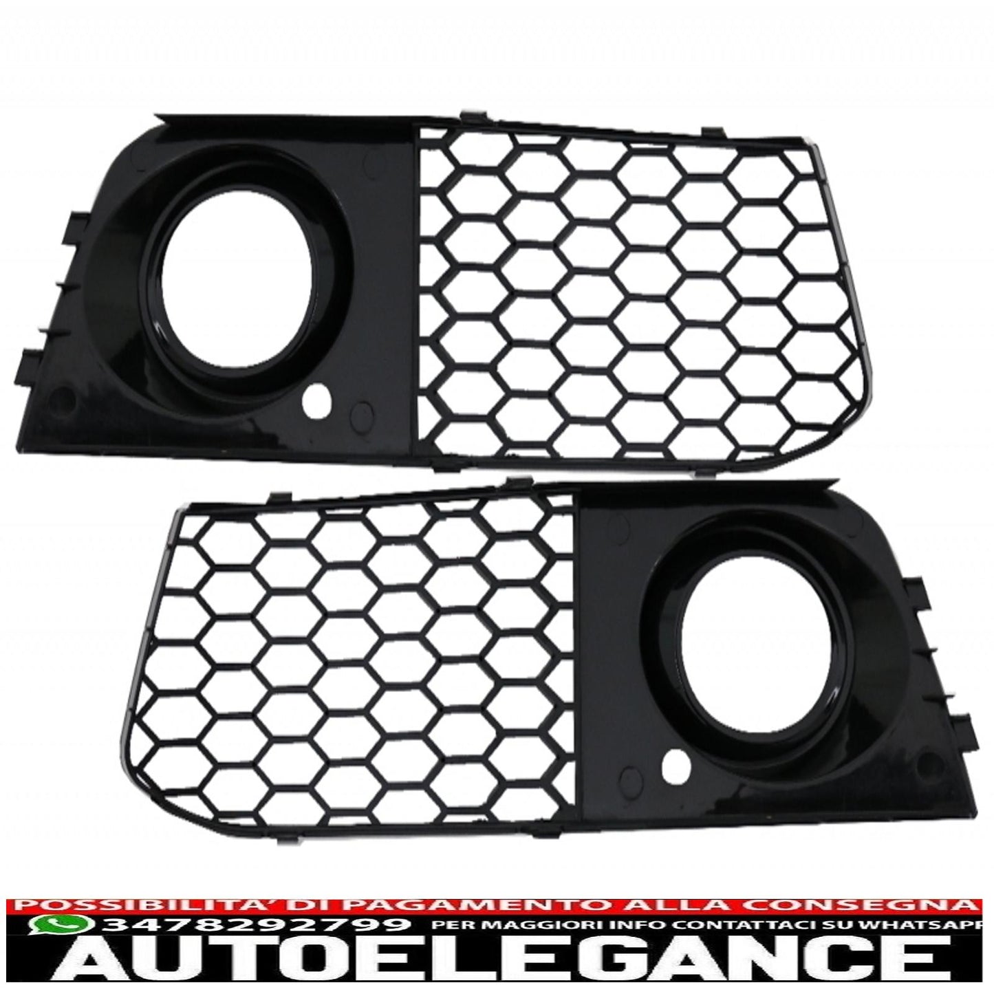 griglia anteriore senza badge con coperture per fendinebbia e fari drl a led adatta per audi a4 b8 8k (2008-2011) rs design piano black