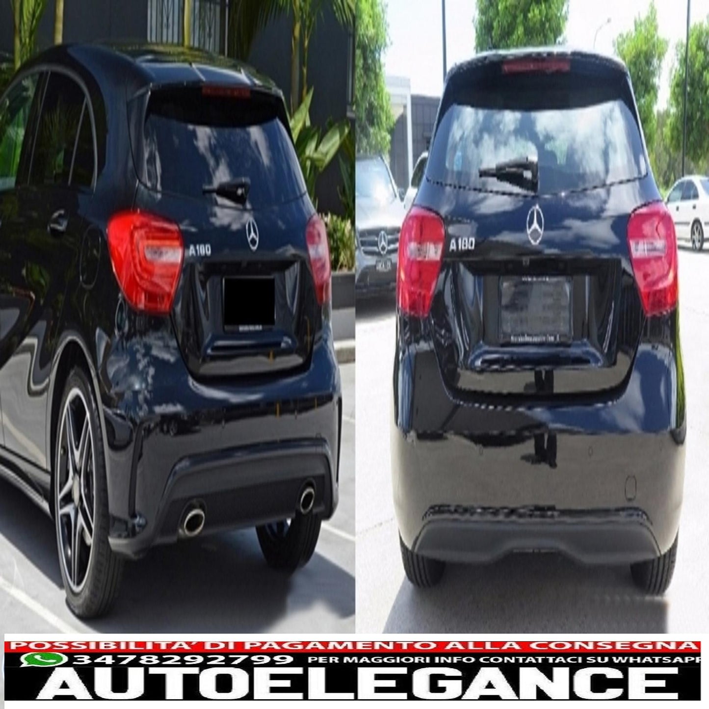 Rear bumper valance diffuser suitable for mercedes w176 a class (2012-2018) a45 facelift design red edition