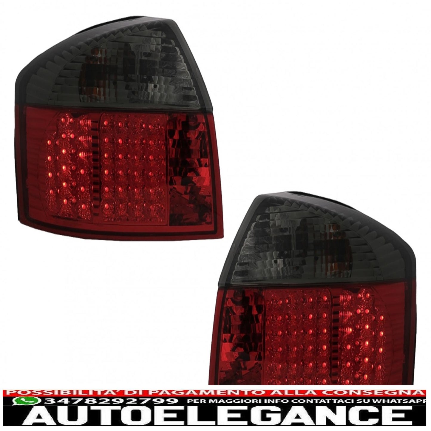 led rear lights suitable for audi a4 b6 8e sedan (10.2000-10.2004) smoke red