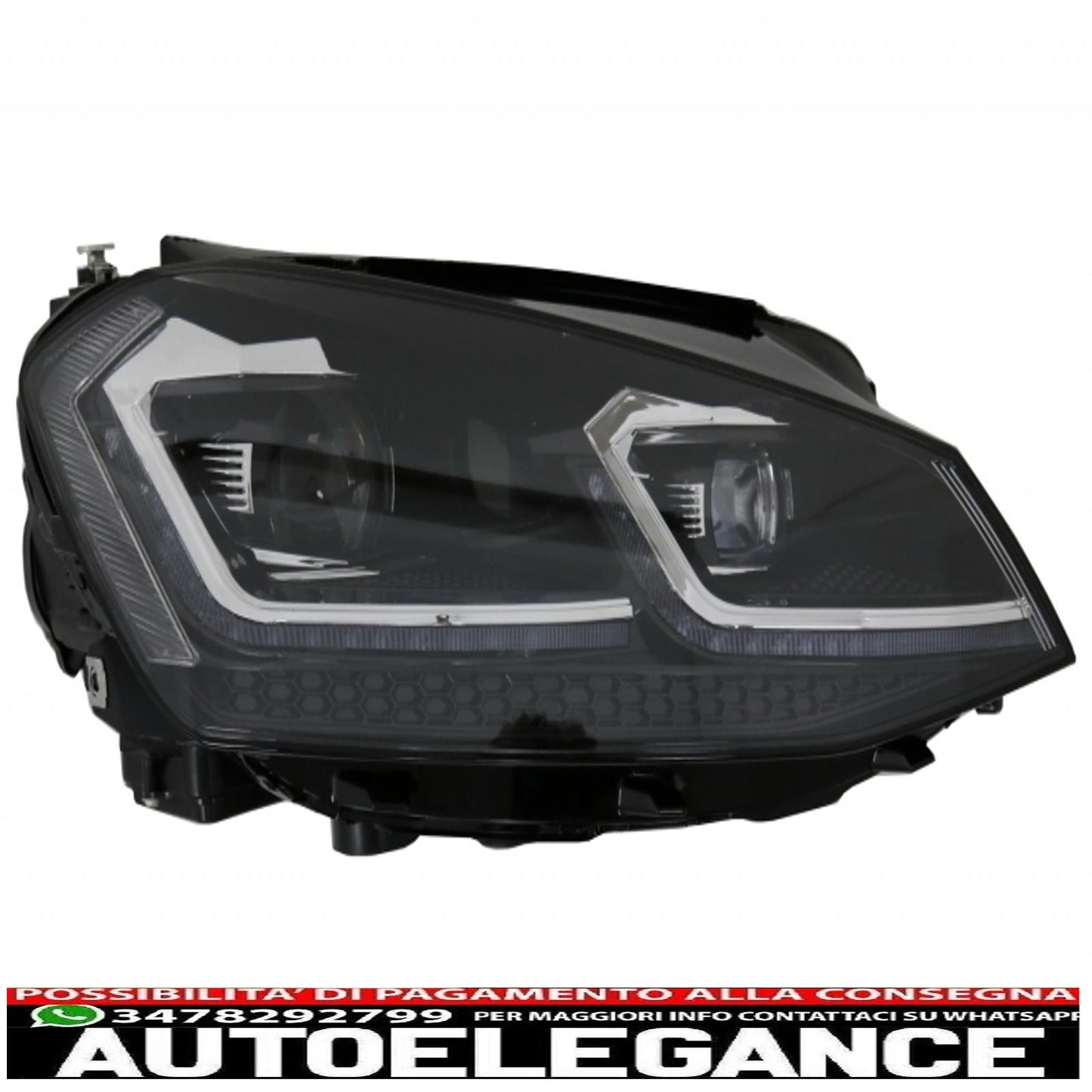 paraurti anteriore e fari led look bi-xeno con indicatori di direzione dinamici sequenziali adatti per vw golf vii 7 (2013-2017) look r-line