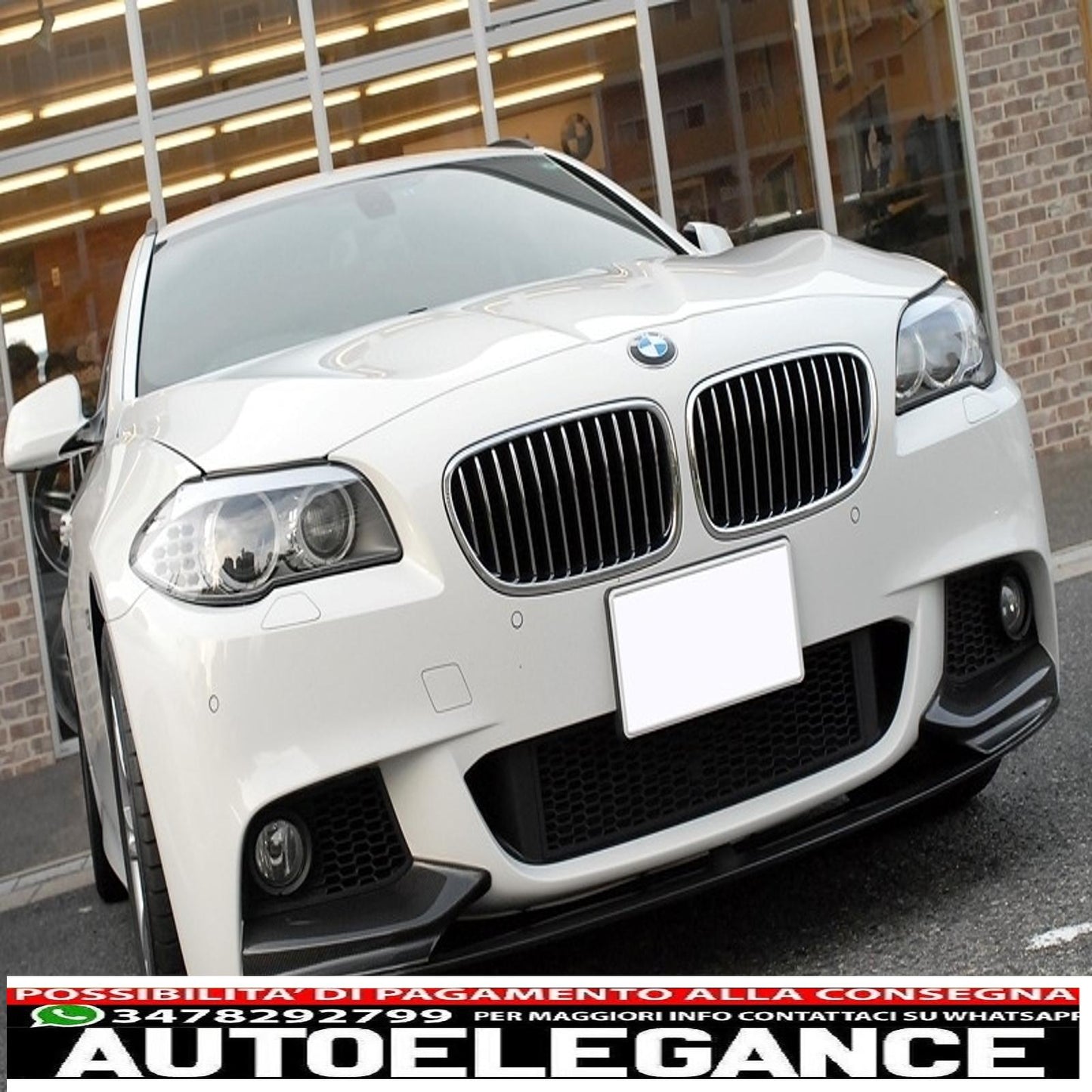 pacchetto diffusore d'aria e spoiler paraurti anteriore adatto per BMW F10 F11 Serie 5 (2011-2017) design M-Performance