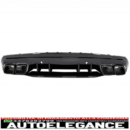 paraurti anteriore con diffusore e terminali neri adatto a mercedes classe c w205 s205 amg sport line (2014-2020) c63s design