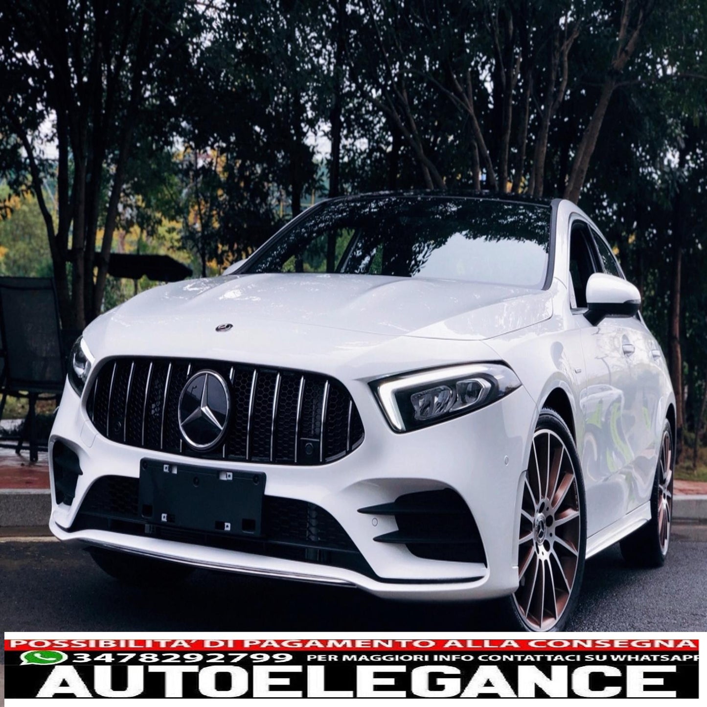 central grille suitable for mercedes a-class w177 hatchback v177 sedan (04.2018-up) gt-r design panamericana black chrome
