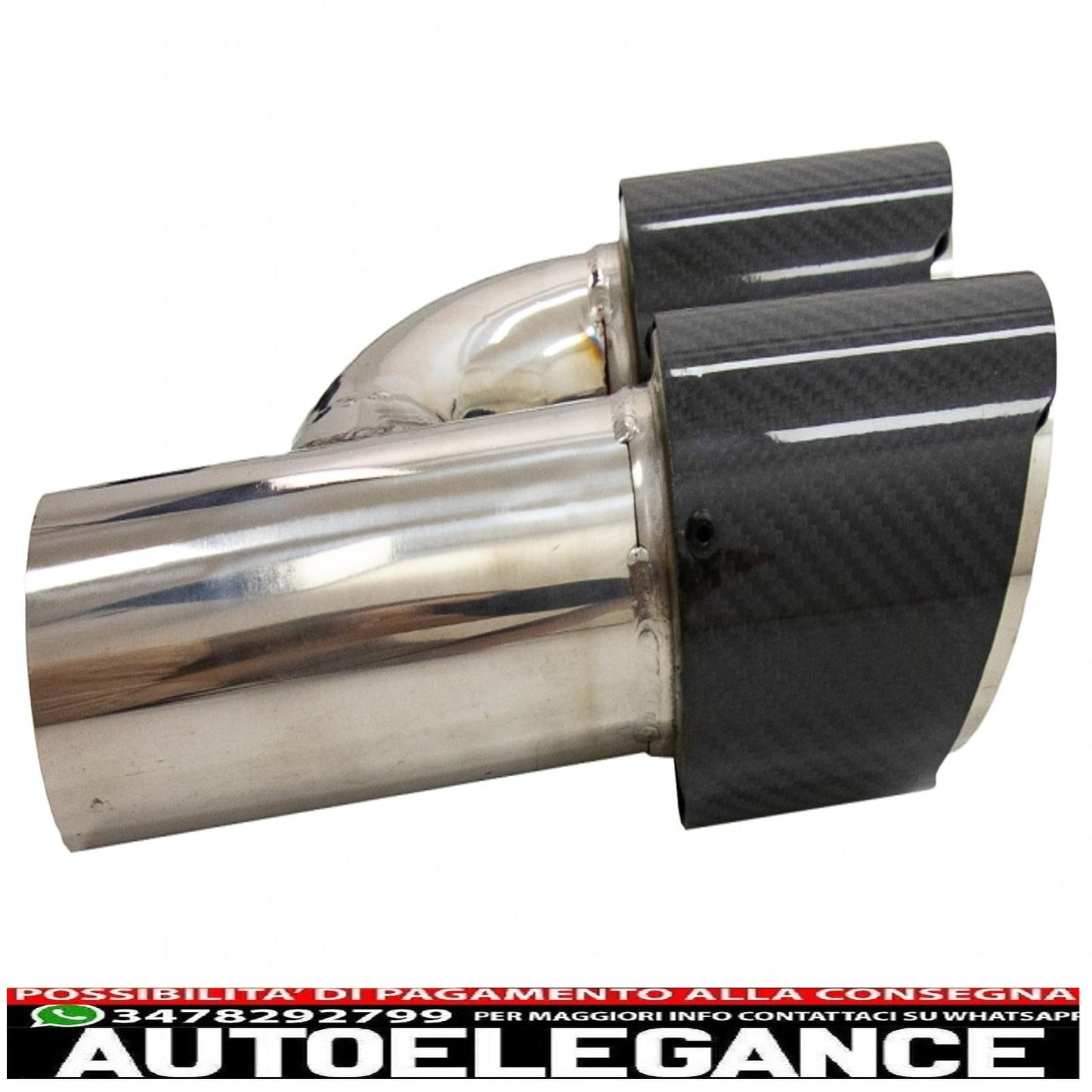 Terminali di scarico in fibra di carbonio effetto lucido, ingresso 6,3 cm