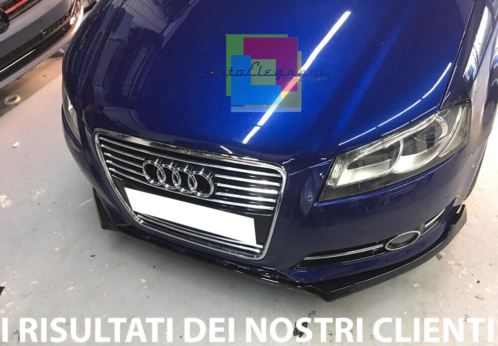 AUDI A3 8P 2009-2013 LIP SPOILER SOTTO PARAURTI ANTERIORE ABS NERO SPLITTER - V- AUTOELEGANCERICAMBI