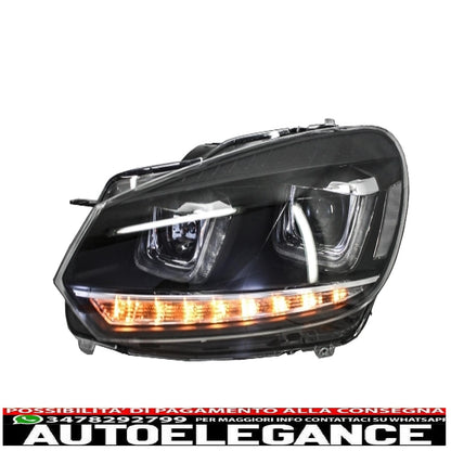 headlights suitable for vw golf 6 vi (2008-2013) golf 7 3d led drl u-design led chrome fluid cornering light 