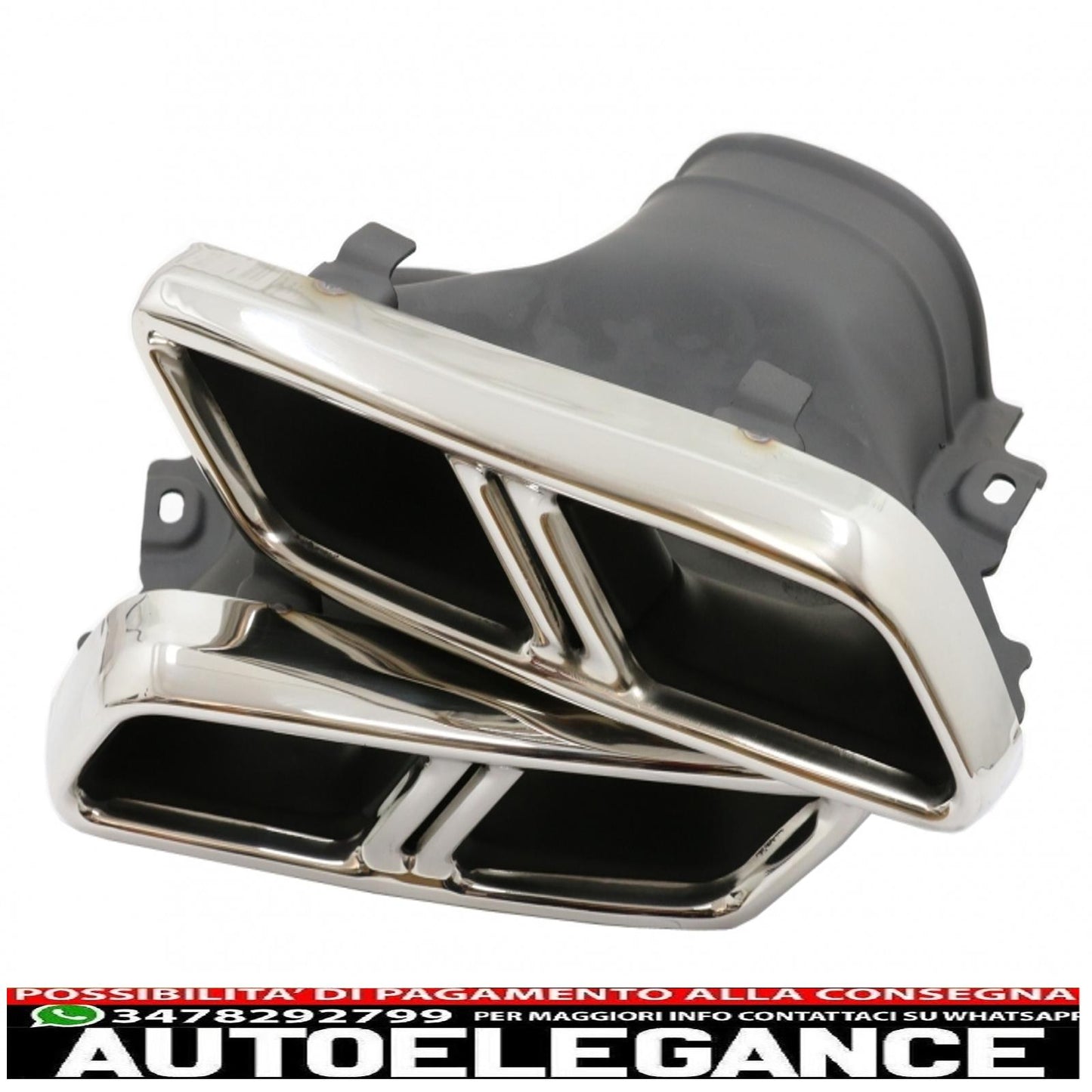 diffusore d'aria paraurti posteriore nero con terminali di scarico cromati adatto per mercedes classe e w213 sport line (2016-2019) design e63s