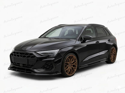 🔥ART.9977 SPLITTER ANTERIORE PER AUDI A3 S3 8Y FACELIFT MAX V1 NERO LUCIDO🔥