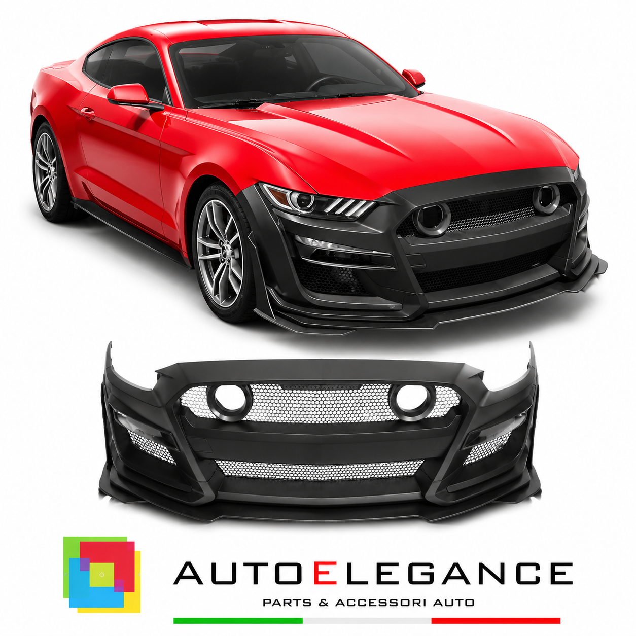 PARAURTI ANTERIORE FORD MUSTANG 15-17 LOOK GT500 GRIGLIA LUCE LED