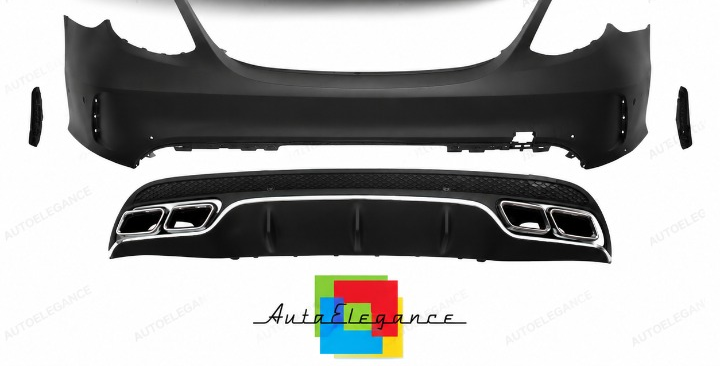 💕PARAURTI POSTERIORE MERCEDES CLASSE C W205 14-18 LOOK C63 + TERMINALI💕