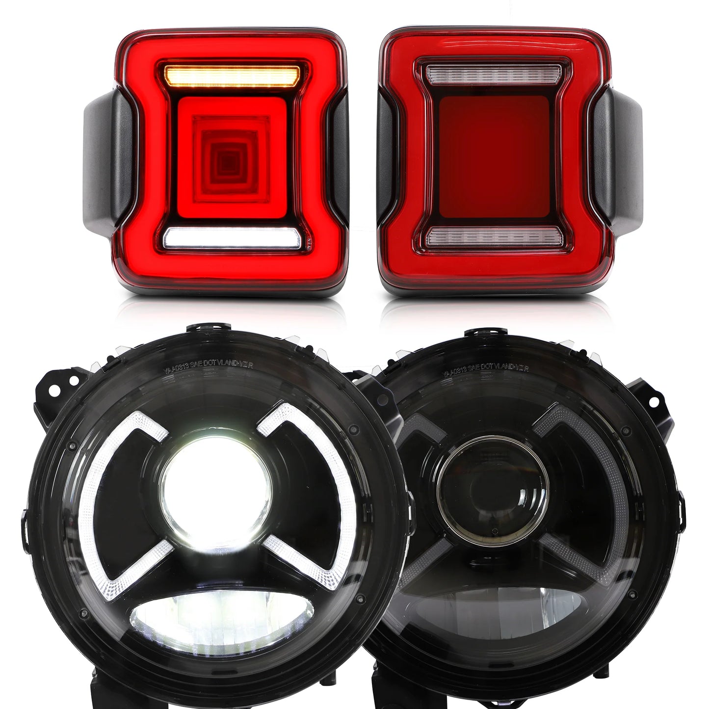 Fari e fanali posteriori Full LED da 9 pollici per Jeep Wrangler JL, JLU dal 2018 in poi (non adatto a JK)