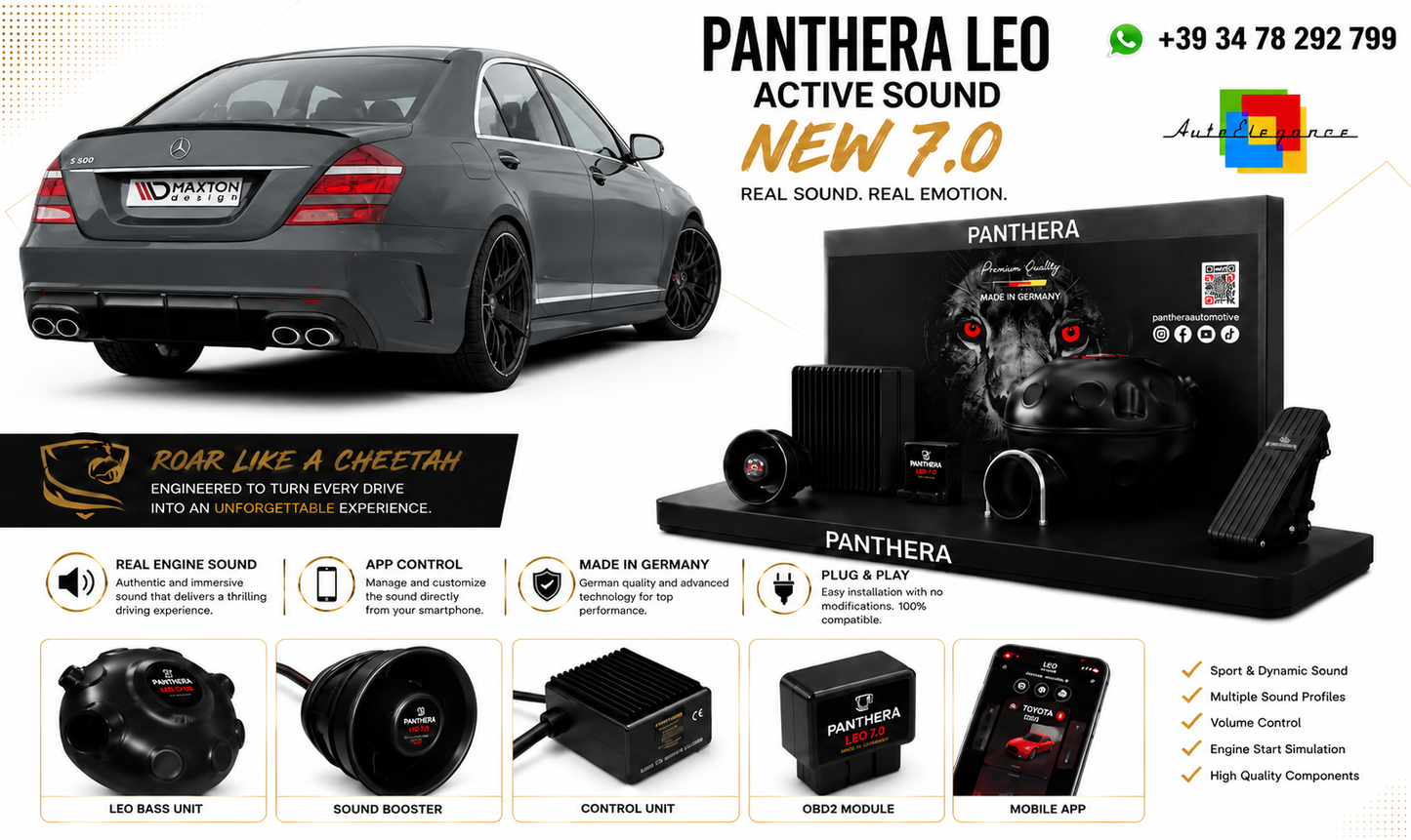 💕ART.2672 PANTHERA Soundsystem Booster 7.0-MERCEDES S W221 (look W205)💕