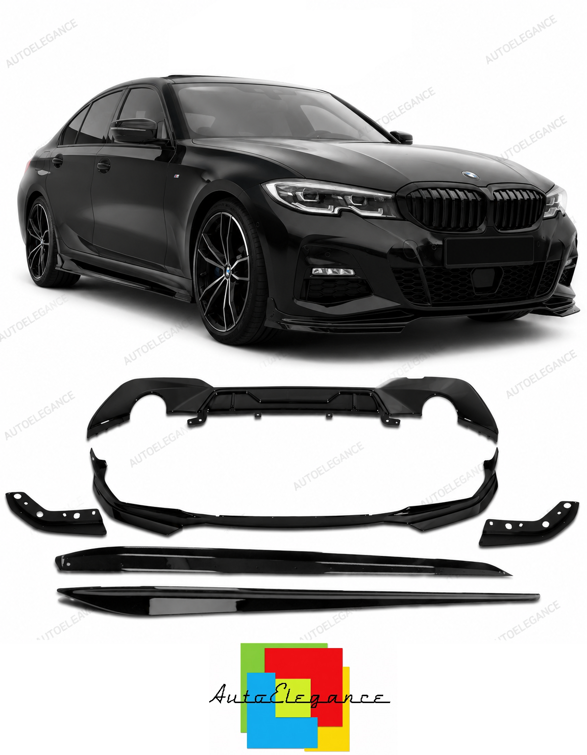 💕BODYKIT  BMW SERIE 3 G20 M PERFORMANCE  19-22 NERO  LUCIDO 💕