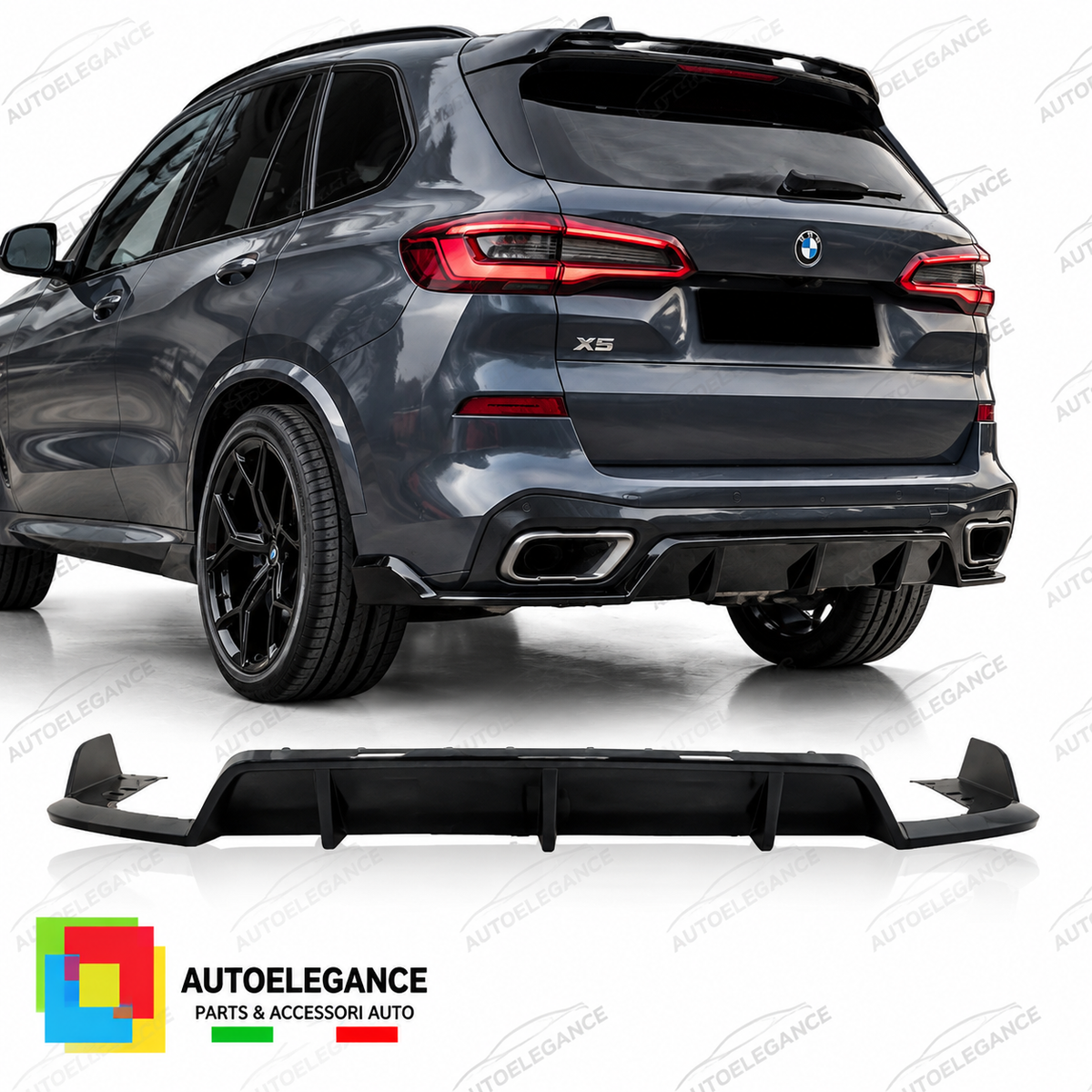 DIFFUSORE  ADATTO PER BMW X5 G05 18-22 LOOK M PERFORMANCE NERO LUCIDO