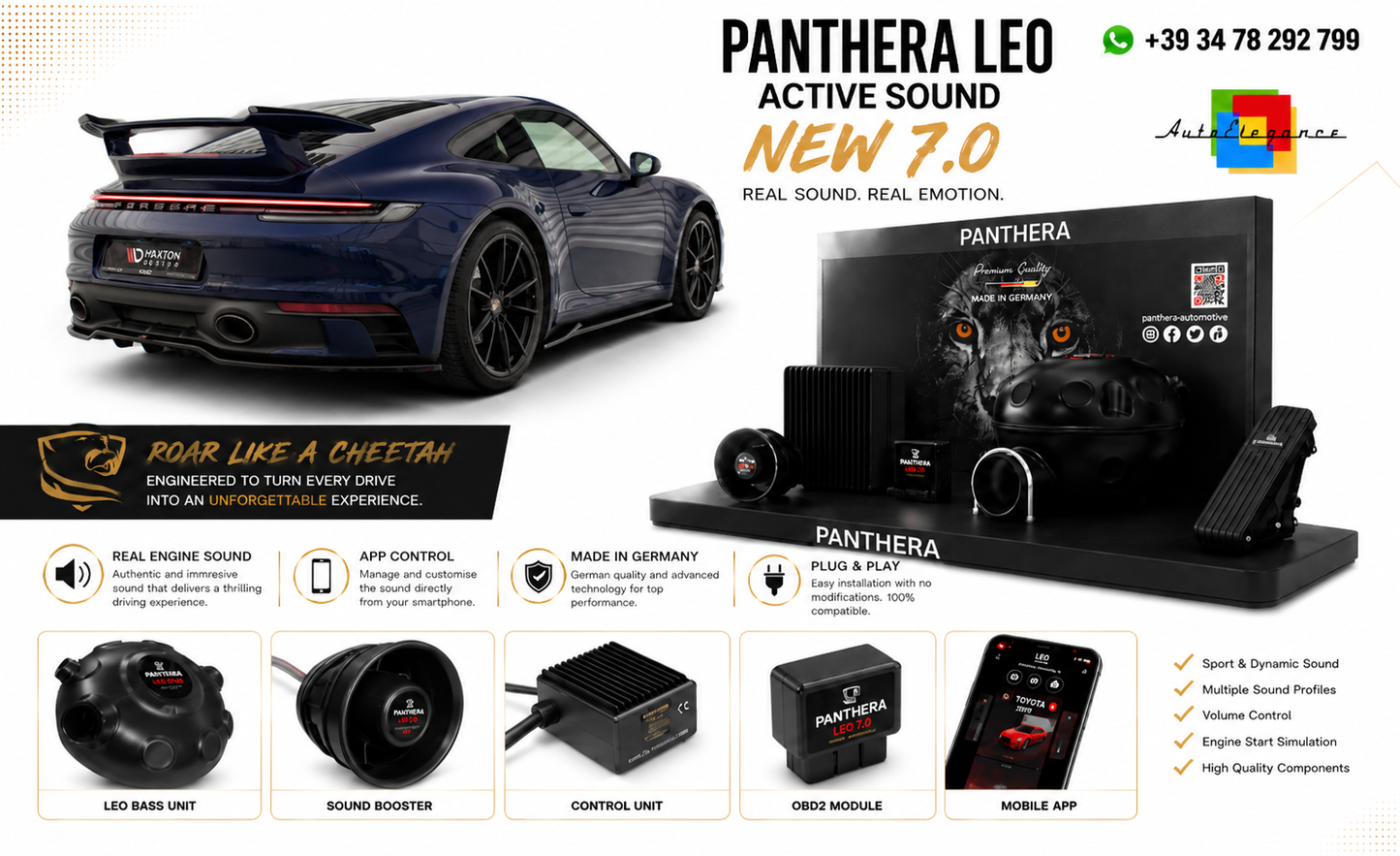 💕ART.2672 PANTHERA Soundsystem Booster 7.0 -  Porsche 911 Carrera Aero💕