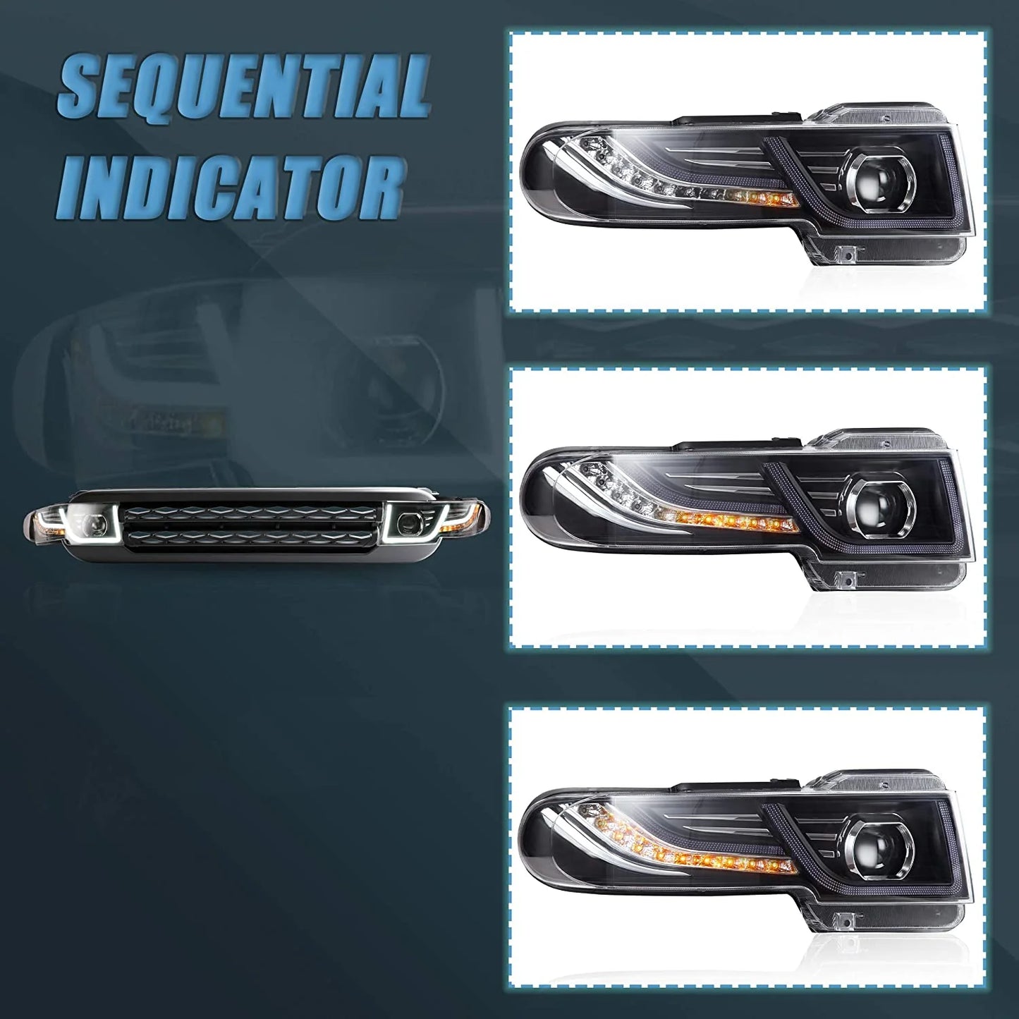 Black Grille LED Headlights Fit For Toyota FJ Cruiser 1st Generation 2007-2015 