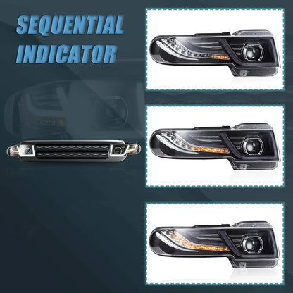 Black Grille LED Headlights Fit For Toyota FJ Cruiser 1st Generation 2007-2015 