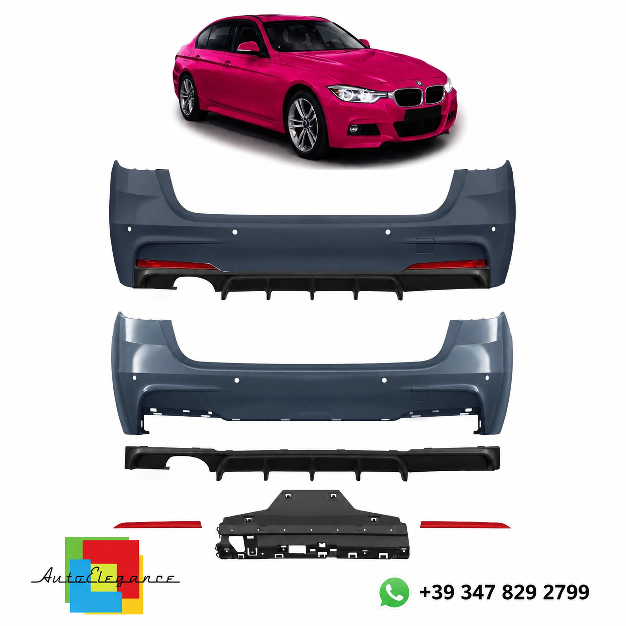 👉Paraurti posteriore M-Tech con diffusore PDC adatto per BMW Serie3 F31 12-18👈