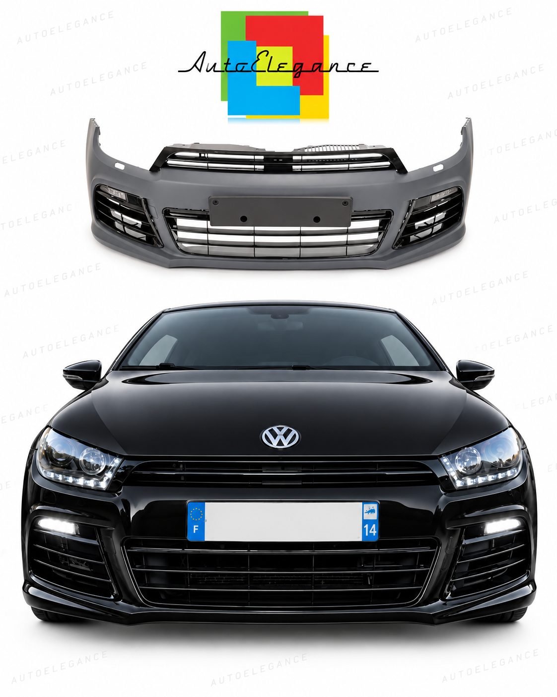 👉Paraurti look R con luci diurne a LED per VW Scirocco III (2008-2014)👈