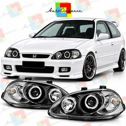 ART.11113 FARI ANTERIORI ADATTO  PER HONDA CIVIC 99-01 LED NERO