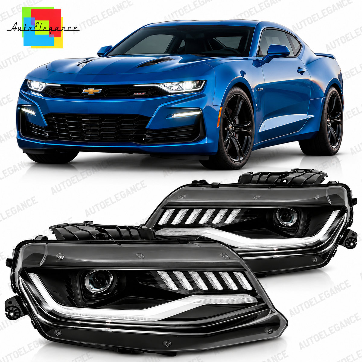 ART.5534 FARI ANTERIORI ADATTO PER CHEVROLET CAMARO 16-18 HID SEQ NERO