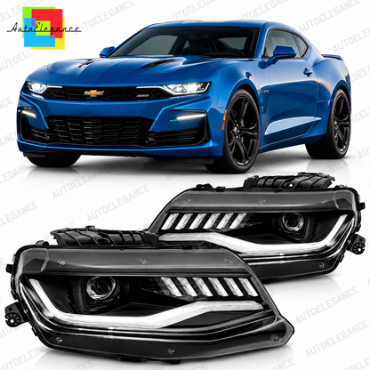 ART.5534 FARI ANTERIORI ADATTO PER CHEVROLET CAMARO 16-18 HID SEQ NERO
