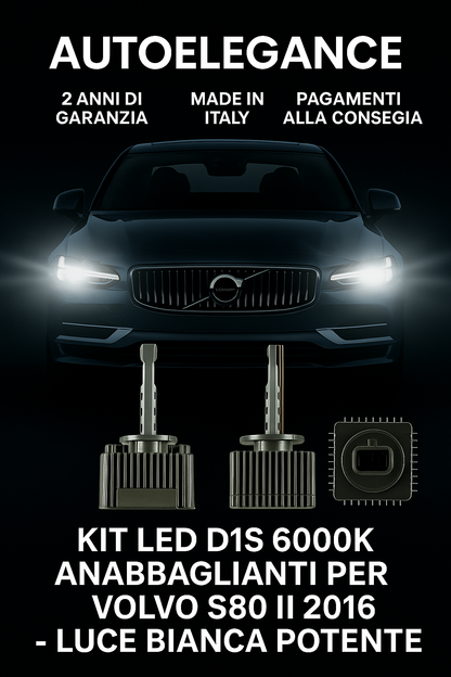 ⭐KIT LED D1S 6000K ANABBAGLIANTI PER VOLVO S80 II – LUCE BIANCA POTENTE⭐