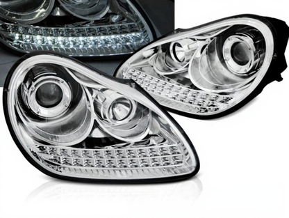 💫ART.4913 FARI ANTERIORI DAYLIGHT CHROME HID PER PORSCHE CAYENNE 2002-2006💫