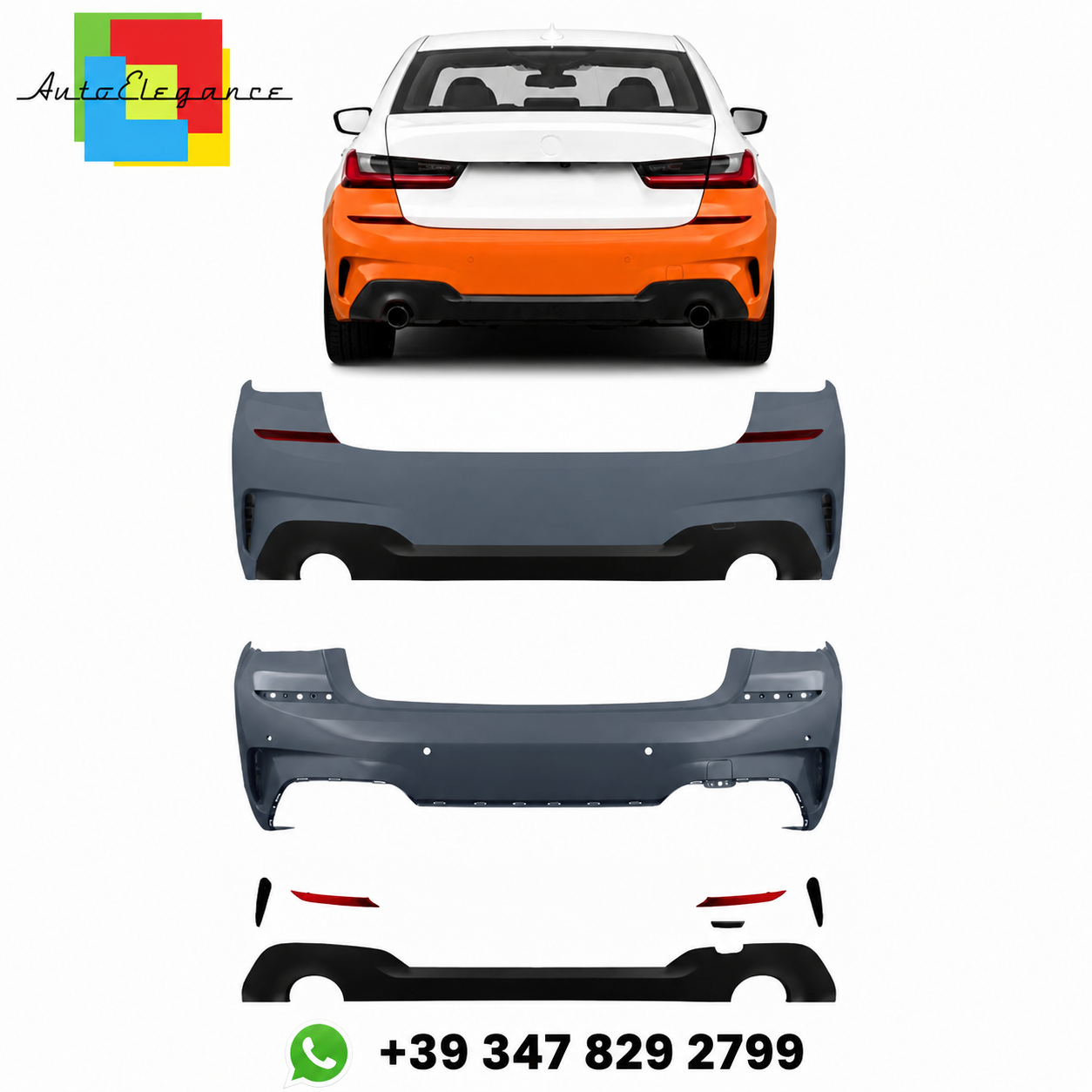 👉Paraurti posteriore con diffusore PDC  per BMW Serie 3 G20 Berlina 19-22👈