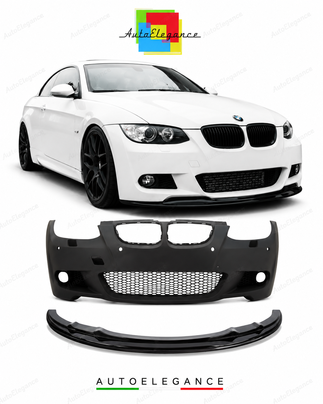 💕PARAURTI ANTERIORE BMW E92 E93 06-10 LOOK M PDC SRA + LIP ANTERIORE💕