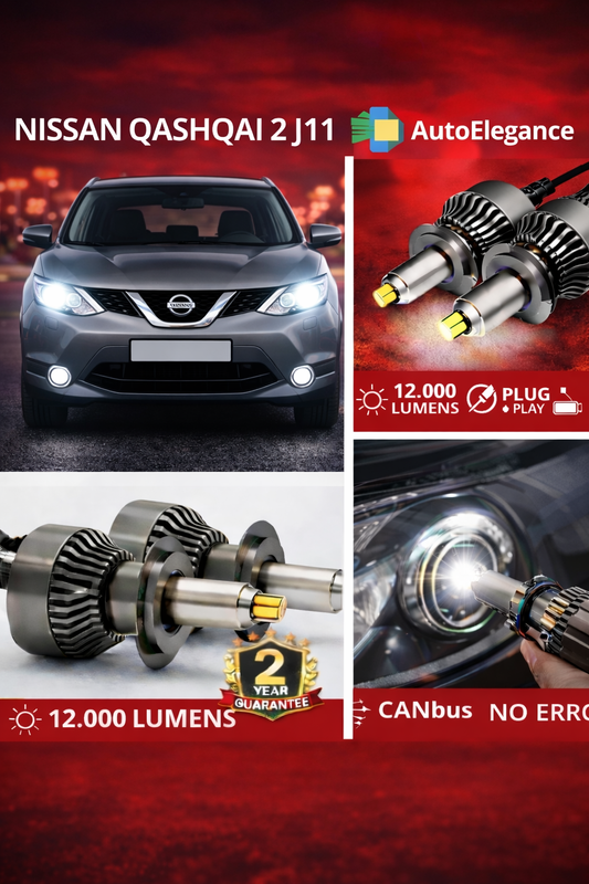 KIT LED per NISSAN QASHQAI 2 J11 ANABBAGLIANTI H7 CANBUS Bianco 6500K 360 gradi