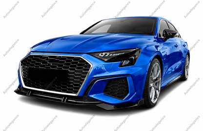 🔥ART.9925 SPLITTER ANTERIORE PER AUDI A3 S3 S LINE 8Y LABBRO NERO LUCIDO 20+🔥