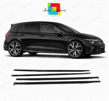 💕SOTTO MINIGONNE LATERALI VOLKSWAGEN VW GOLF 8 LOOK R LINE NERO LUCIDO💕