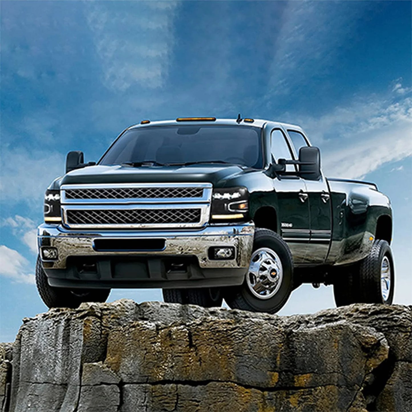 Fari a LED per proiettori per Chevrolet Chevy Silverado 2007-2013 1500 / 2500HD / 3500HD (non compatibile con Silverado Classic 2007) con illuminazione blu per la respirazione