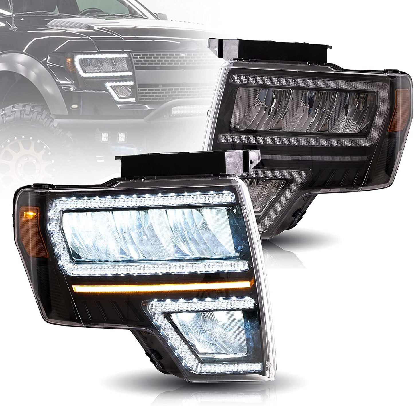 Full LED Headlights for Ford F150 2009-2014 (Fit for Factory Xenon and Halogen Models) 