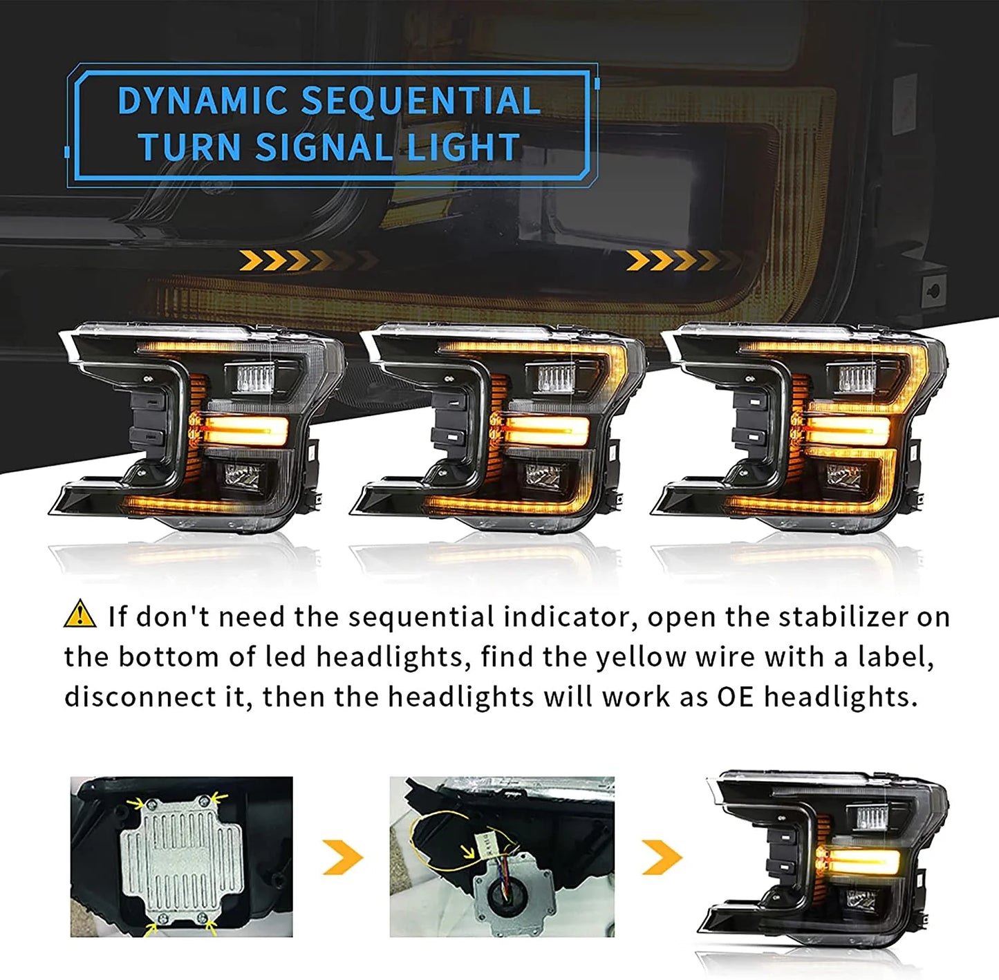 Full LED Headlights for F150 2018-2021 (not for Raptor) with dynamic animation 