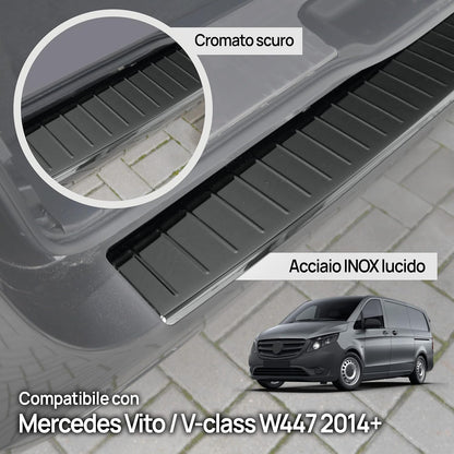 Rear Bumper Protector | Compatible with Mercedes Vito V-Class W447 from 2014- | Polished Stainless Steel, Polished Graphite | Bumper Protector Protects the bumper paintwork
